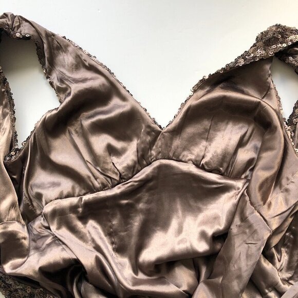 FRENCH CONNECTION Lucinda Brown Bronze Fitted Fully Sequinned Mini Dress US 8 - Picture 13 of 16